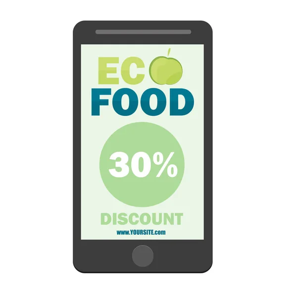 Eco kampanjer kupong eller banner design med rabatt - mobilappen designelement — Stock vektor