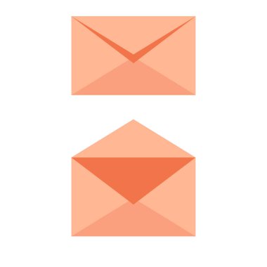 Posta zarf yumuşak turuncu simge - açılan bir kapalı. E-posta göndermek kavramı vektör