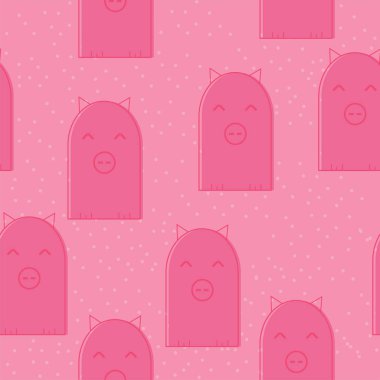 Sorunsuz arka plan için şablon. Pembe bir arka plan üzerinde şirin domuz.