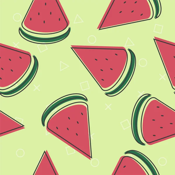 Nahtloser Hintergrund mit Wassermelonenscheiben. Vektorillustration. — Stockvektor