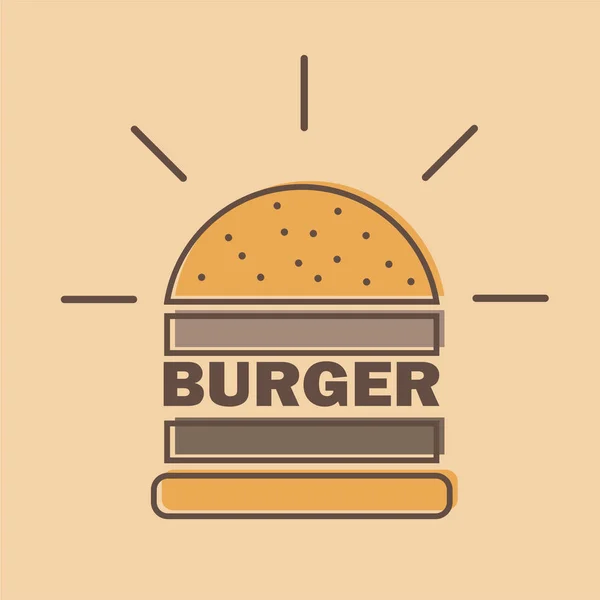 Burger logo emblem colored shape line style — Stock Vector
