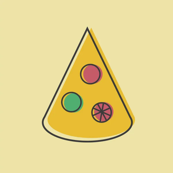 Pizza Vector Illustration in Line Art Flat Style Design Смешное изображение — стоковый вектор