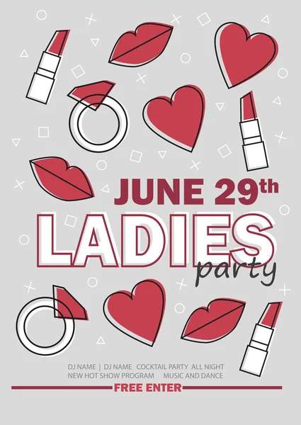 Sjabloon voor Ladies night party met lijn teken - vectorillustratie — Stockvector