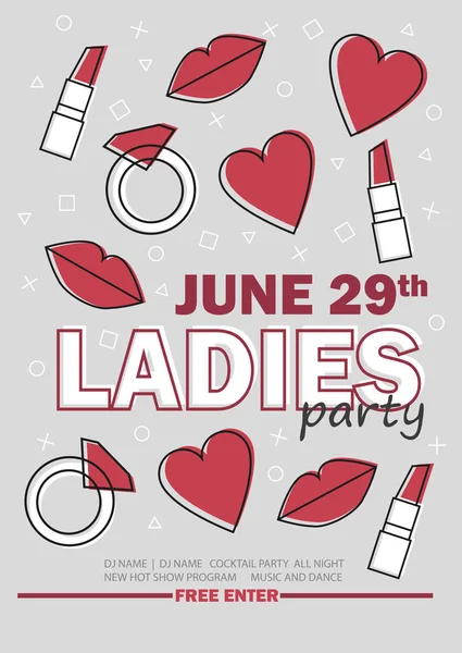 Шаблон для Ladies night party с линейным знаком - векторная иллюстрация — стоковый вектор