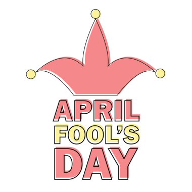 Nisan Fools Day metin ve komik öğe vektör çizim için tebrik kartı