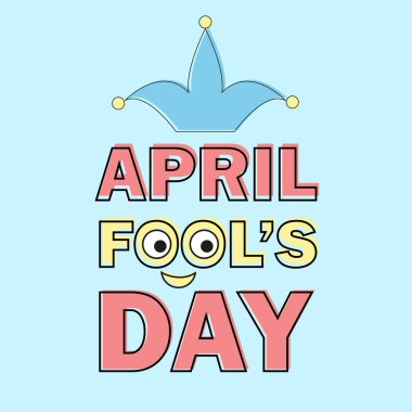 Nisan Fools Day metin ve komik öğe vektör çizim için tebrik kartı