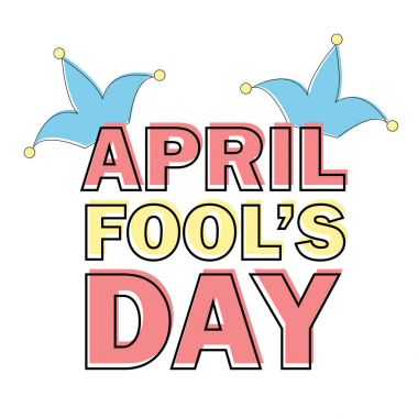 Nisan Fools Day metin ve komik öğe vektör çizim için tebrik kartı