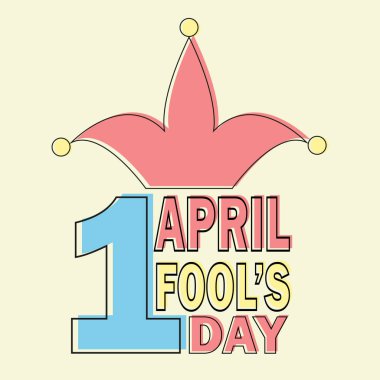 Nisan Fools Day metin ve komik öğe vektör çizim için tebrik kartı