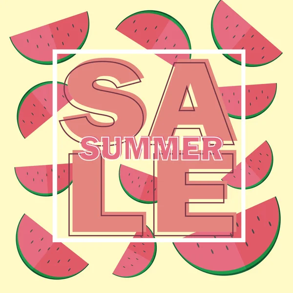 Zomer verkoop banner met prachtige watermeloen achtergrond — Stockvector