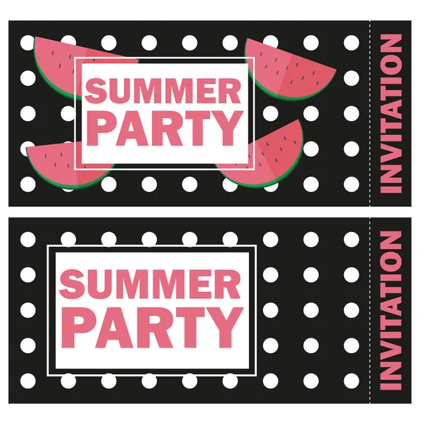 Vektor lustige Sommer ungewöhnlichen Hintergrund mit Wassermelone - Sommerfest auf schwarz — Stockvektor