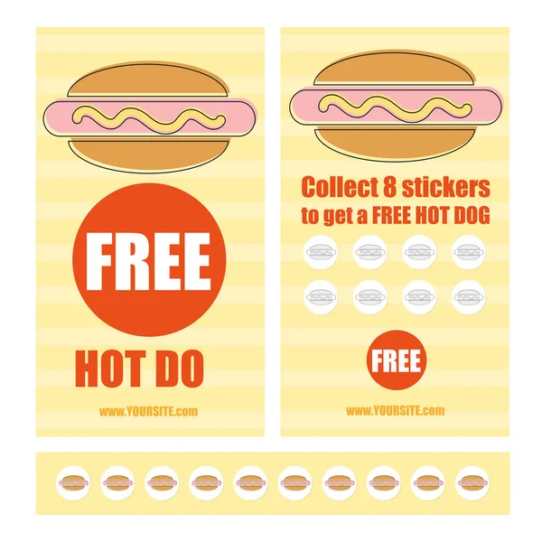 Gift Voucher template.Vector illustration. fastfood concept - free hot dog — Stock Vector