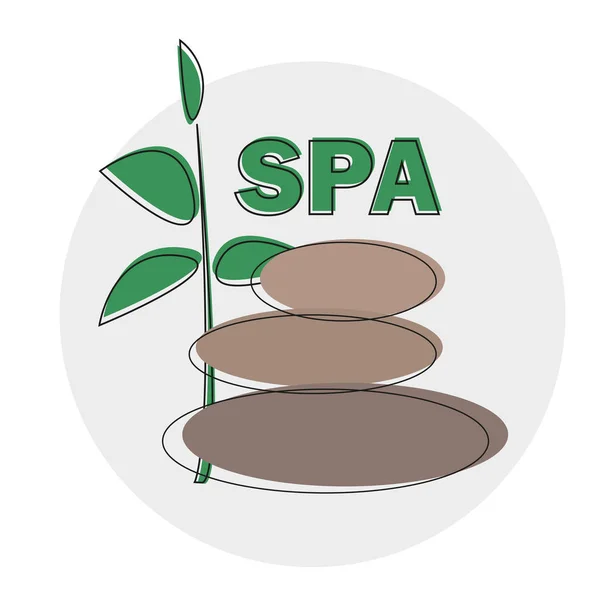 Templat Vektor Spa Logo. Ilustrasi gambar tangan batu spa untuk desain logo spa - Stok Vektor