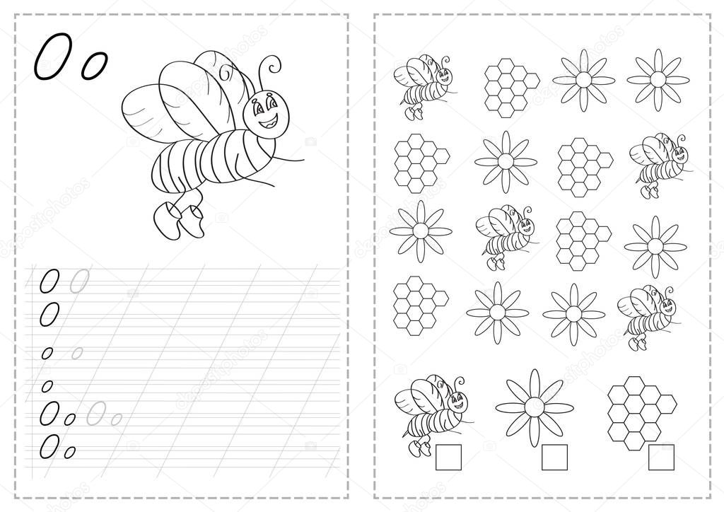 Alphabet letters tracing worksheet with russian alphabet letters - wasp