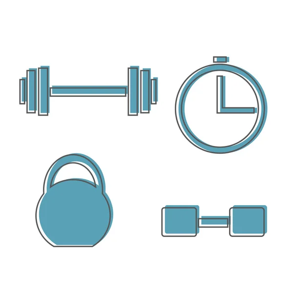 Icono de levantamiento muscular, barra de fitness, icono del gimnasio, pesas de ejercicio aislados — Vector de stock