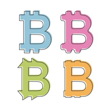 Basit, düz bitcoin Icon - logo. Dört değişme miktarı. Beyaz izole