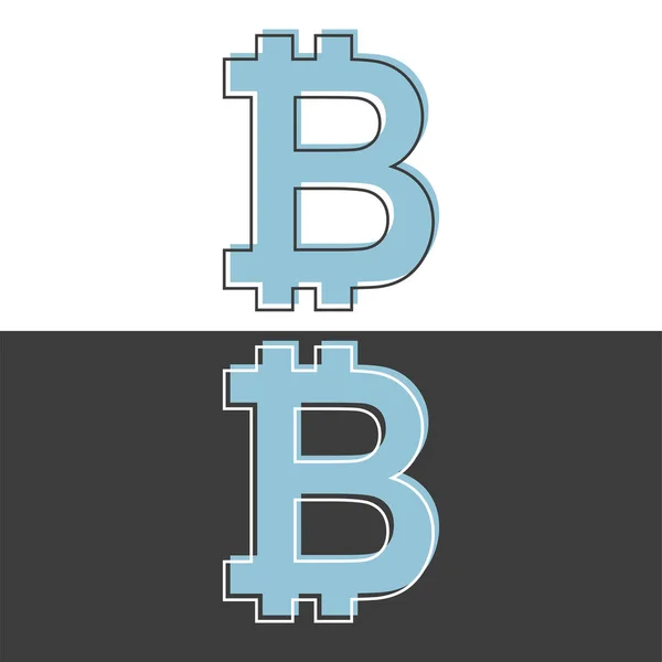 Icône symbole Bitcoin, design noir et blanc. Illustration vectorielle de style plat — Image vectorielle