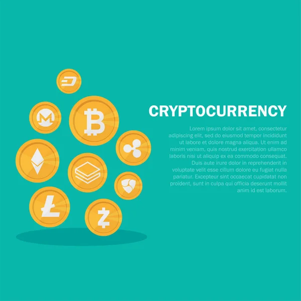 Cryptocurrency на синьому фоні, цифрова валюта, футуристичний цифрові гроші — стоковий вектор