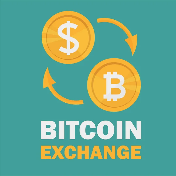 Dollar zum Bitcoin-Wechselkurs. Bitcoin-Börse mit Bitcoin-Symbol — Stockvektor