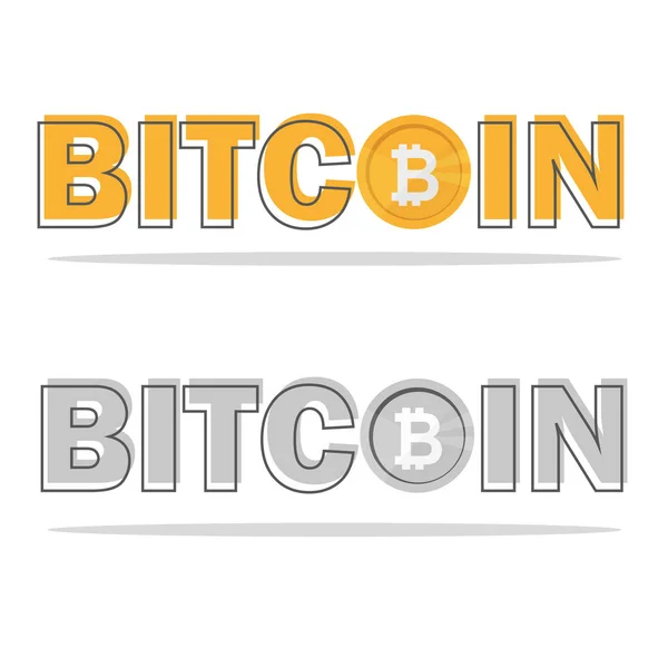 Bitcoin-Logo mit Icon und Logo auf weißem Hintergrund — Stockvektor