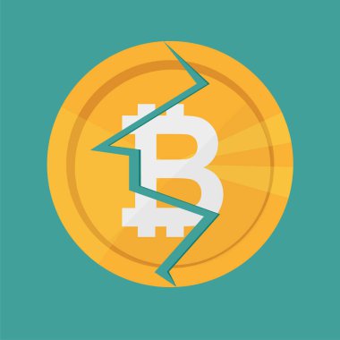 Kripto Bitcoin Internet sanal para para birimi. Bitcoin vektör simgesi