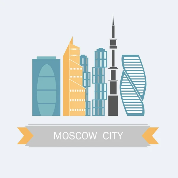 莫斯科城市旗帜在扁平线时髦风格。所有大厦分离了 — 图库矢量图片
