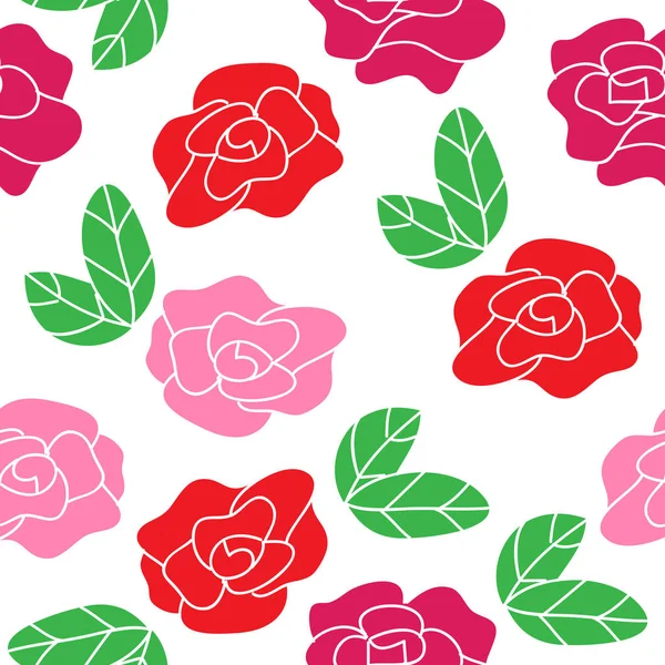 Bezproblémové růže vzorek. Květinové pozadí vektor — Stockový vektor