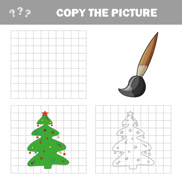 Copiar la imagen, juego de educación para los niños - Árbol de Navidad — Archivo Imágenes Vectoriales