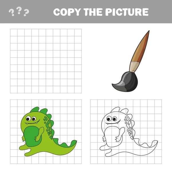 Ilustración vectorial de dinosaurio de dibujos animados - Libro para colorear y rompecabezas para niños — Archivo Imágenes Vectoriales