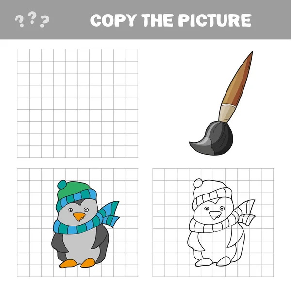 Copiar la imagen, juego de educación para los niños - pingüino — Archivo Imágenes Vectoriales