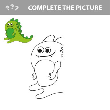 Çizgi film dinozorunun vektör çizimi - Çocuk için boyama kitabı ve bulmaca