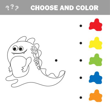 Çizgi film dinozorunun vektör çizimi - Çocuk için boyama kitabı ve bulmaca