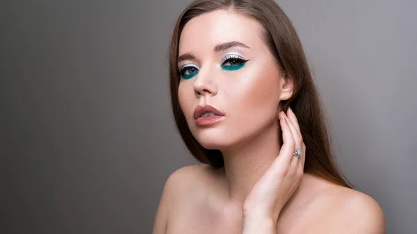 Professionell skönhet ögon makeup. Gör upp närbild — Stockfoto