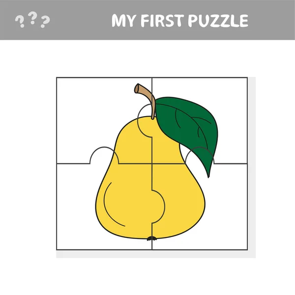 Mi primer rompecabezas - tarea del rompecabezas, juego para los niños preescolares. peras — Archivo Imágenes Vectoriales