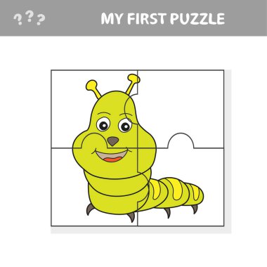 Use puzzle and restore the picture. Paper game for kids. The easy level