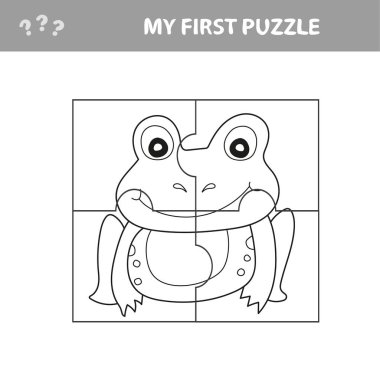 Education paper game for children, Frog. Use parts to create the image.
