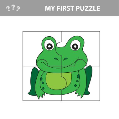 Education paper game for children, Frog. Use parts to create the image.