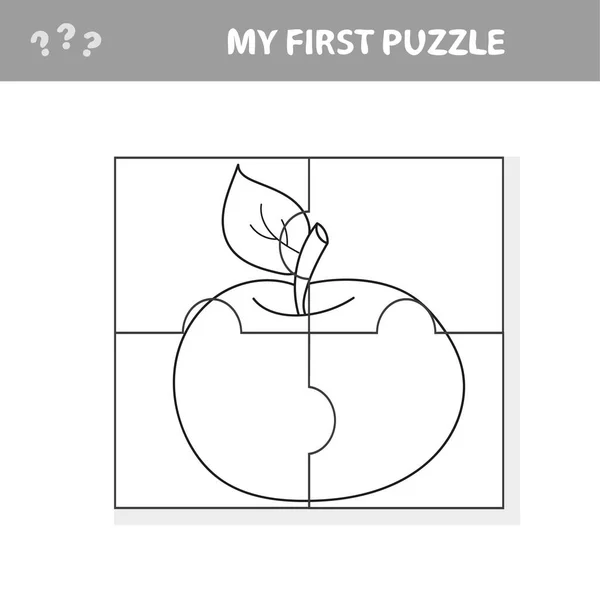 Jeu de puzzle pour enfants. Éducation élaboration d'une feuille de travail - pomme — Image vectorielle