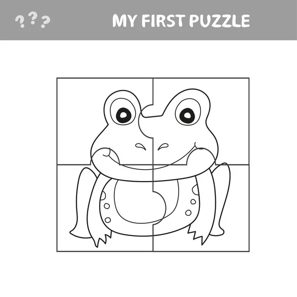 Εκπαίδευση παιχνίδι χαρτί για τα παιδιά, βάτραχος. Χρήση τμημάτων για τη δημιουργία της εικόνας. — Διανυσματικό Αρχείο