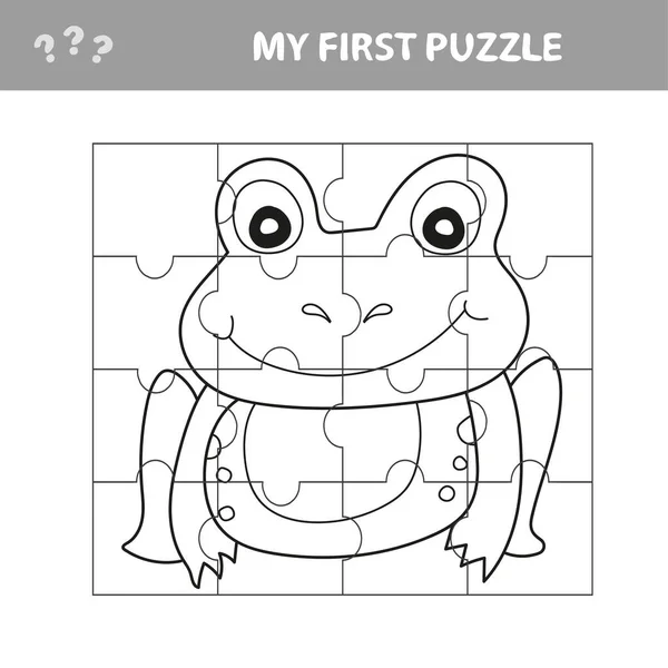 Juego de papel educativo para niños, Frog. Utilice partes para crear la imagen . — Archivo Imágenes Vectoriales