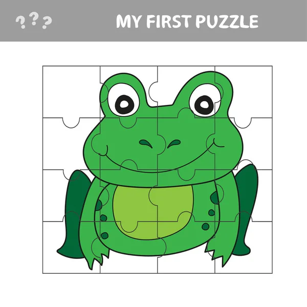 Εκπαίδευση παιχνίδι χαρτί για τα παιδιά, βάτραχος. Χρήση τμημάτων για τη δημιουργία της εικόνας. — Διανυσματικό Αρχείο