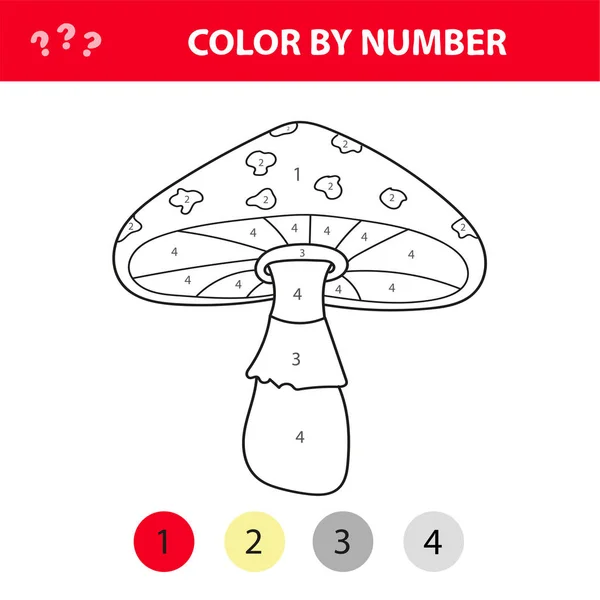 Amanita gomba vagy gomba - festészet oldal, szín számok — Stock Vector