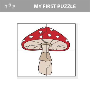 Çocuklar için eğitim kâğıdı oyunu Amanita. Bulmaca - resmi oluştur