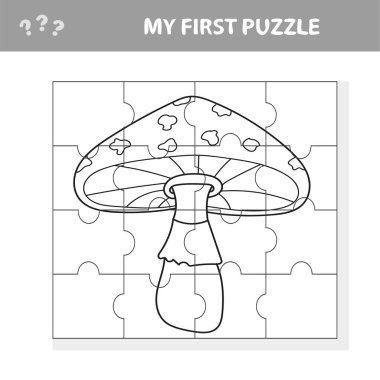 Çocuklar için eğitim kâğıdı oyunu Amanita. Bulmaca - resmi oluştur