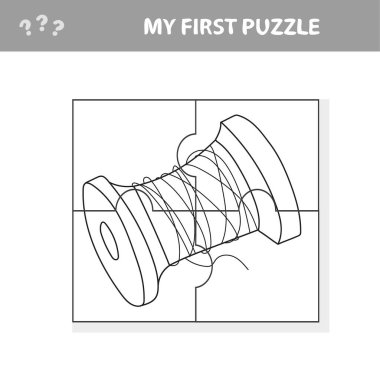 İplik Makarnası - Eğitim Yapboz Oyununun Çizgi Film İllüstrasyonu