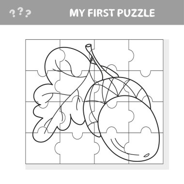 Meşe ağacı. Okul öncesi çocuklar için eğitim kağıdı oyunu. Vektör illüstrasyonu.