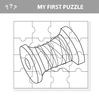 İplik Makarnası - Eğitim Yapboz Oyununun Çizgi Film İllüstrasyonu