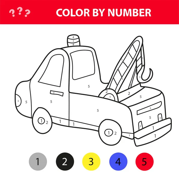 Coloring book for kids, Tow truck, transportation, child magazine — Stock vektor