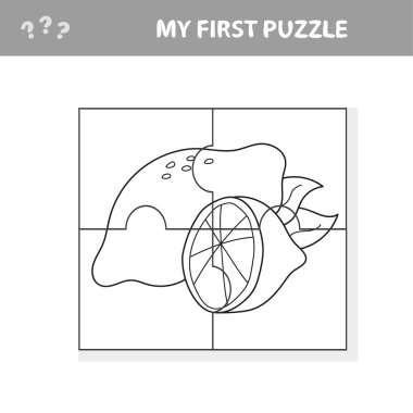 Eğitim kağıt preshool çocuklar için oyun. Vektör çizim. Çizgi film limon.