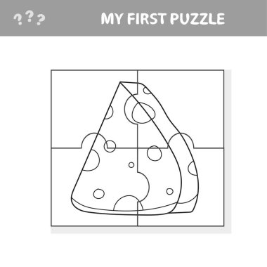 Cartoon cheese. Puzzle. Match pieces and complete the picture