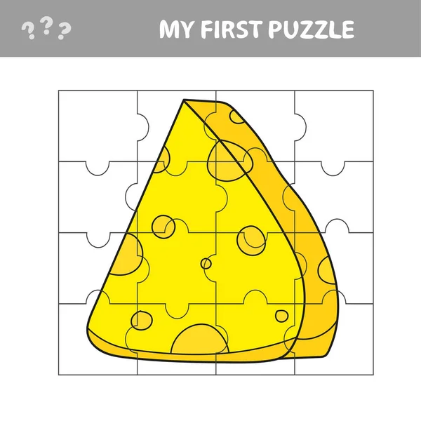 Queijo de desenhos animados. Puzzle para crianças. Combinar peças e completar o quadro —  Vetores de Stock